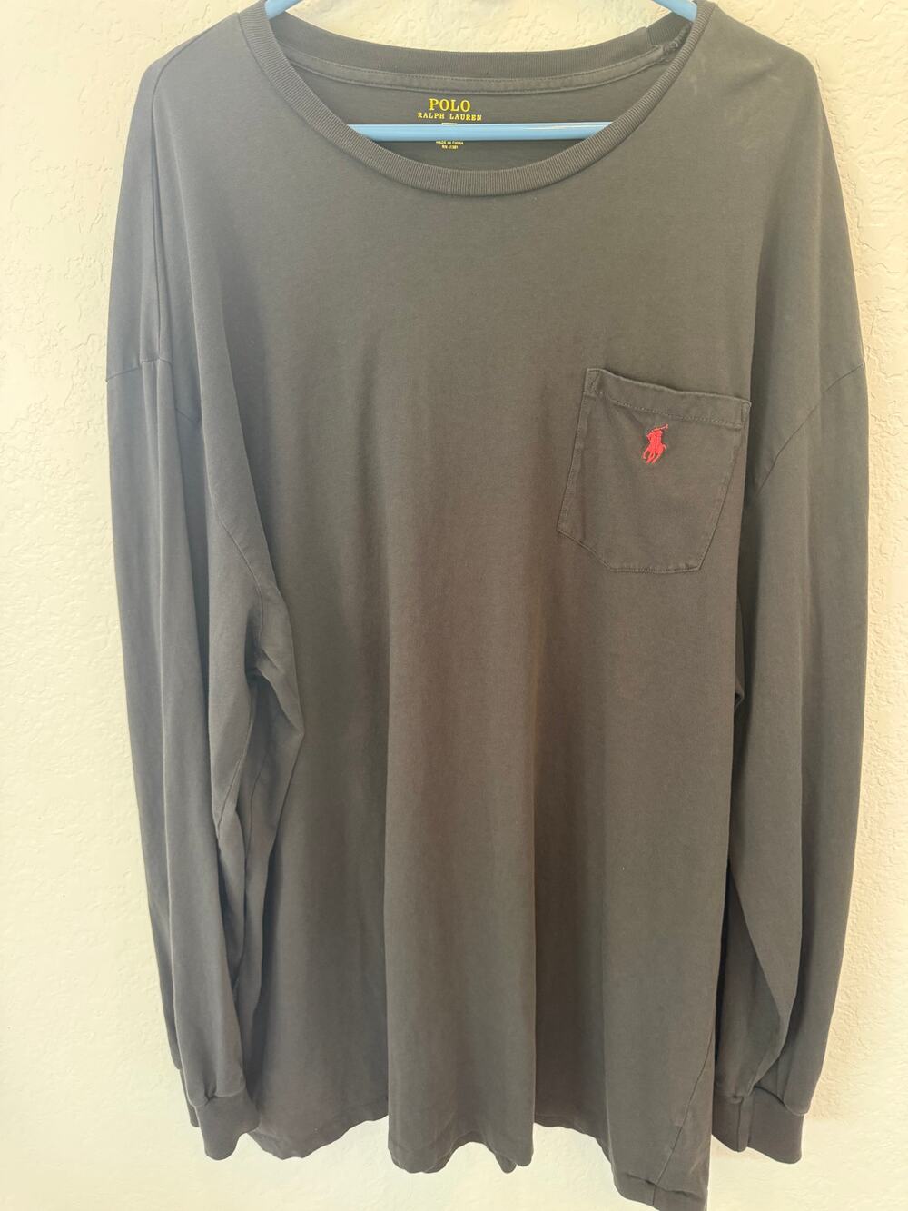 Polo Ralphh Lauren Mens 2XLT  Gray Long Sleeve T Shirt Pony Logo 100% Cotton